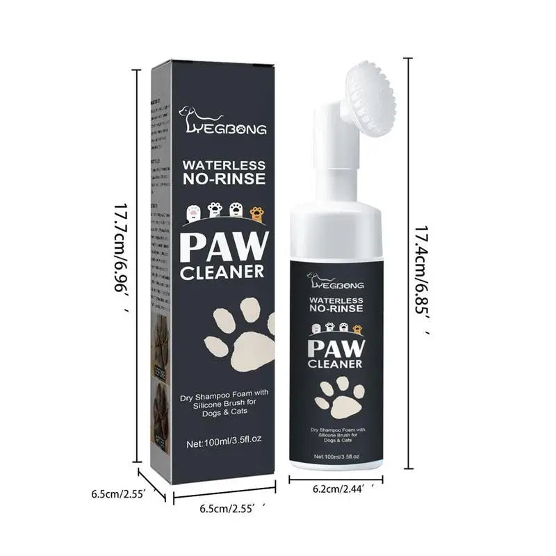 Effortless Dog Feet Cleaning Foam - Waterless Shampoo with Silicone Brush for All Pets