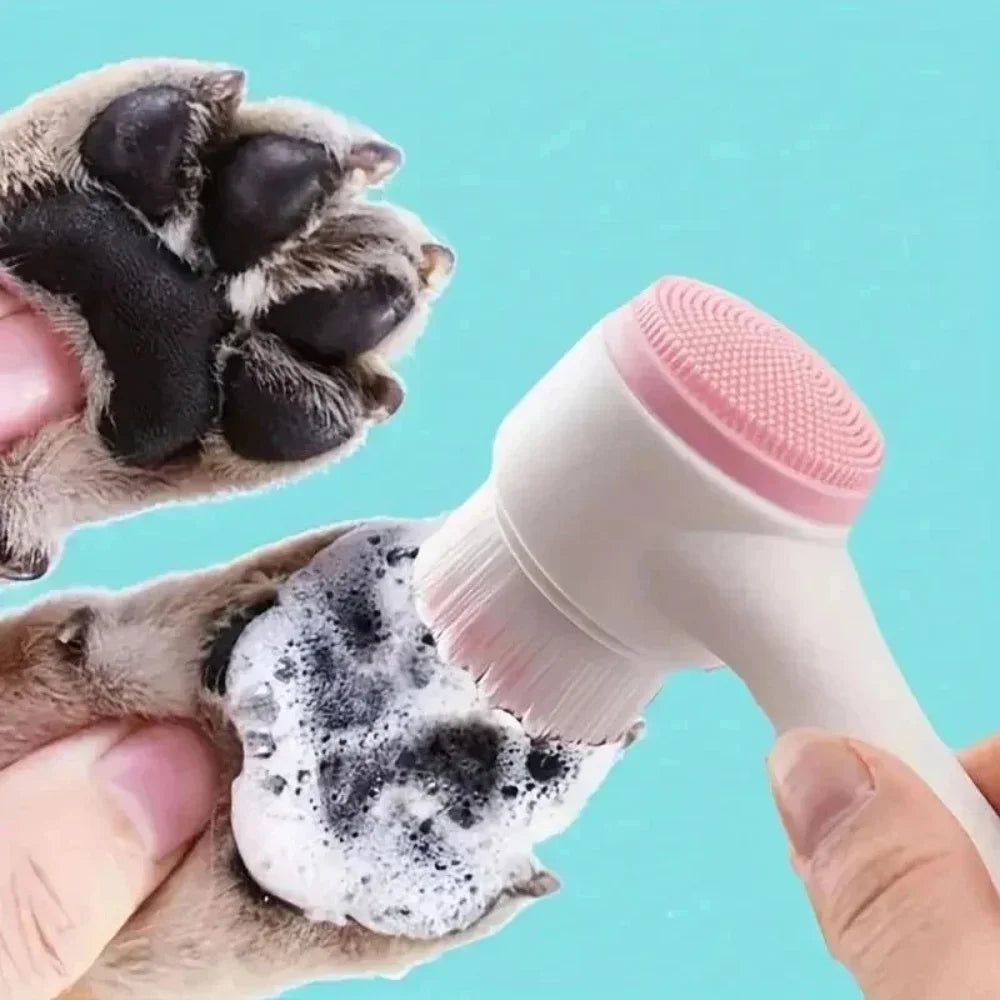 Transform Your Pet's Grooming Routine with the Dual-Sided Silicone Paw Cleaner & Massage Brush - Perfect for Healthy Coats and Claws!