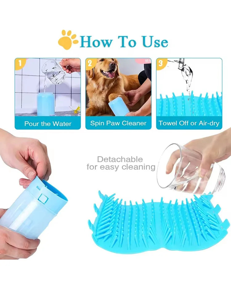 Effortless Pet Paw Cleaning: Portable Silicone Foot Washer for Dogs and Cats