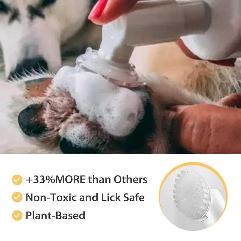 Effortless Dog Feet Cleaning Foam - Waterless Shampoo with Silicone Brush for All Pets