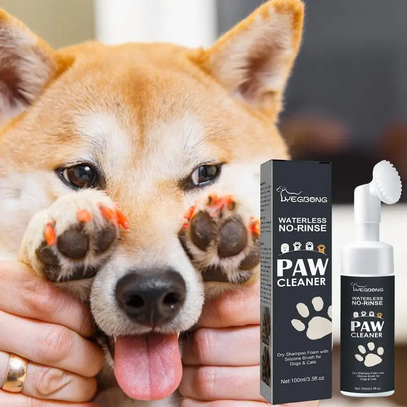 Effortless Dog Feet Cleaning Foam - Waterless Shampoo with Silicone Brush for All Pets